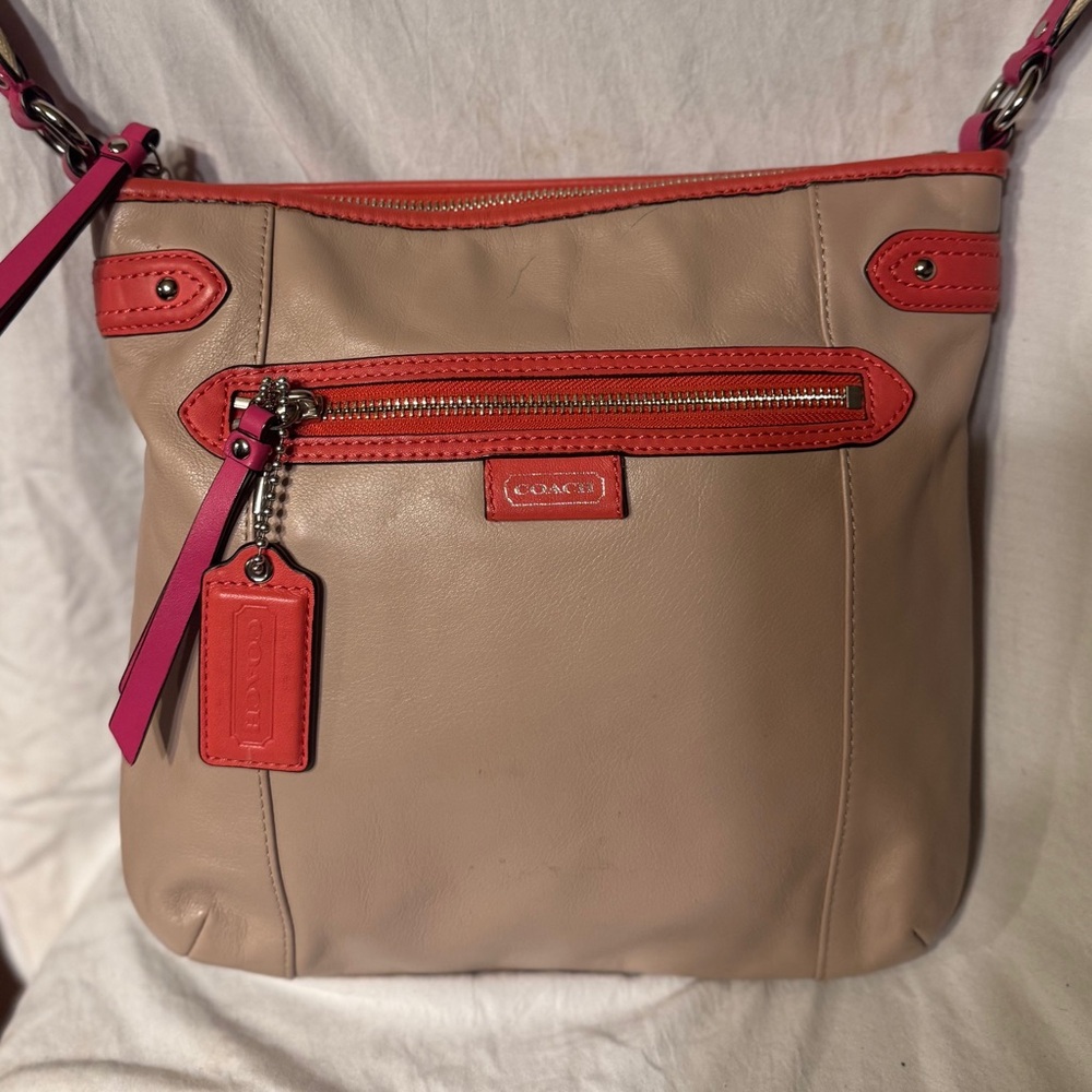 NWOT Coach Tan and Pink Shoulder Bag